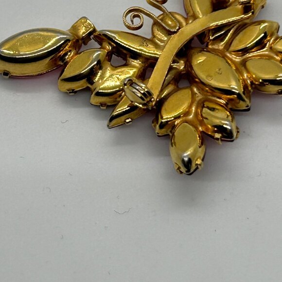 Vintage Juliana Butterfly Brooch Pink Fuchsia Rhinestone Pin Retro Gold Tone 762 - Picture 13 of 16